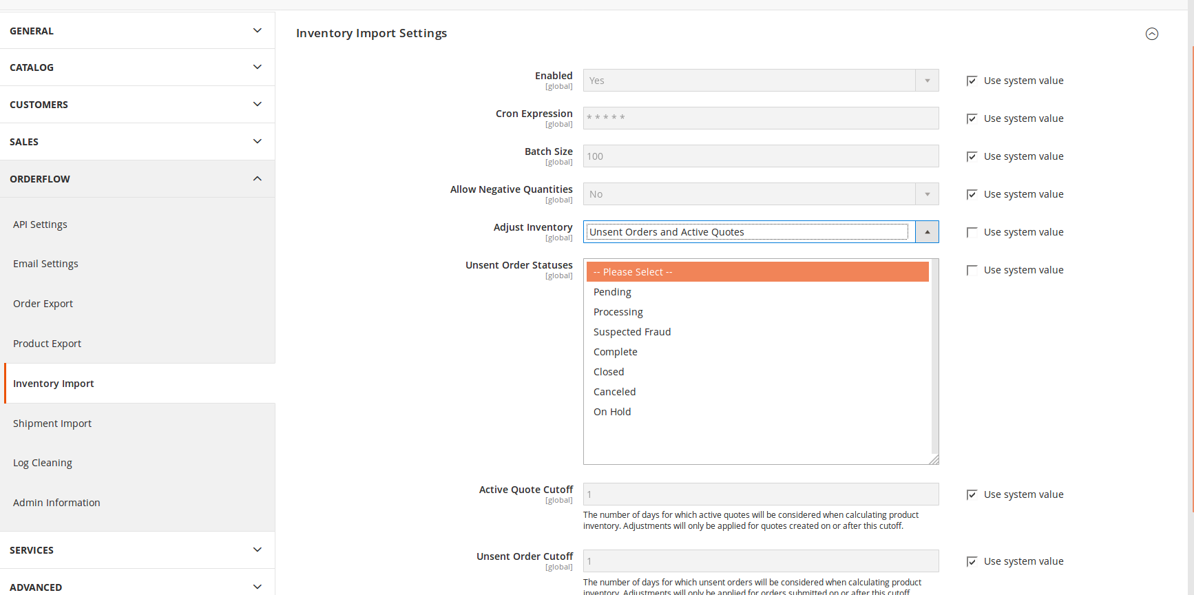 Magento2 Inventory Import Config