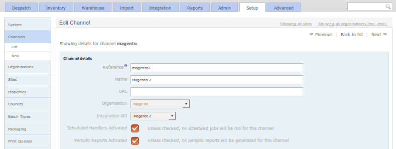 OrderFlow Channel Config