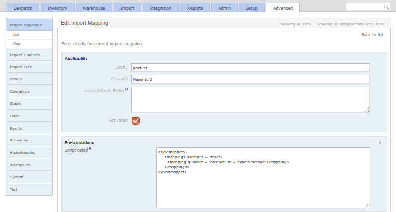 OrderFlow Import Mapping