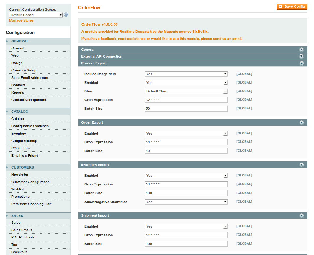 Magento config import export