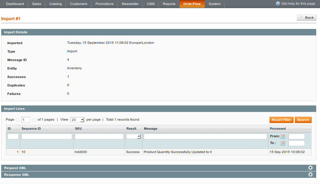 Magento inventory import