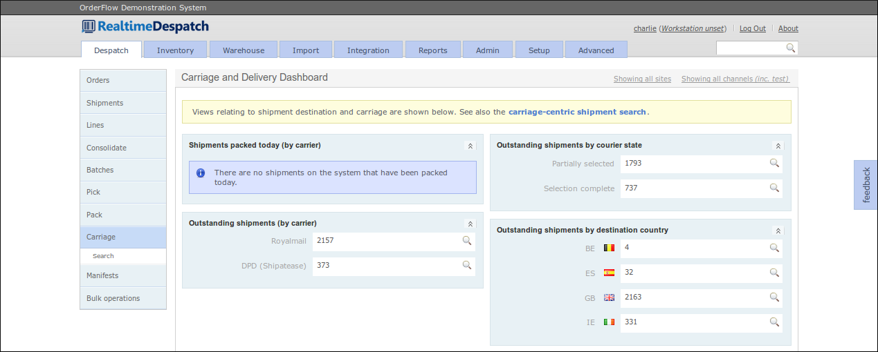 Carriage And Delivery Dashboard