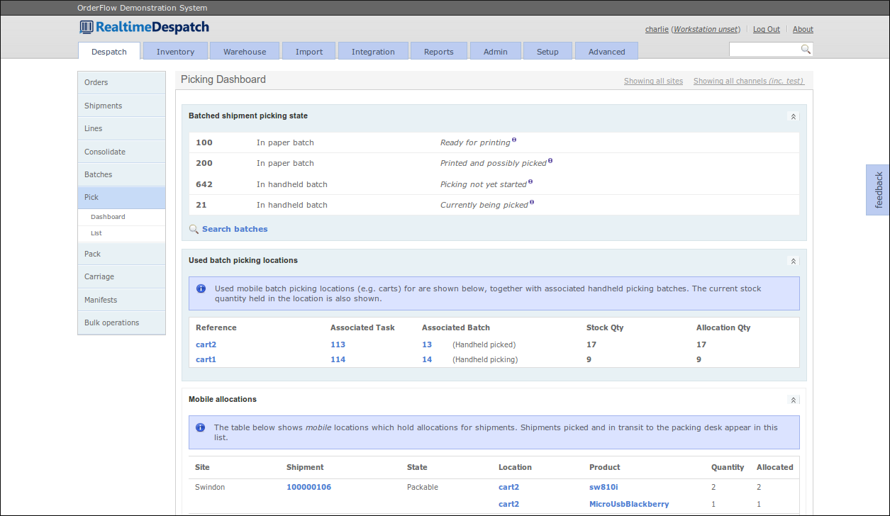 Picking Dashboard