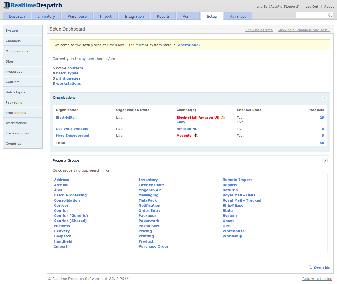 Setup Dashboard