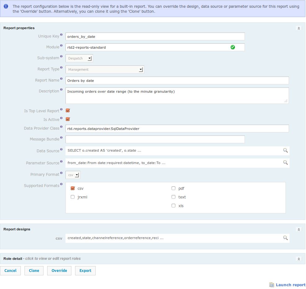 Configuration screen existing