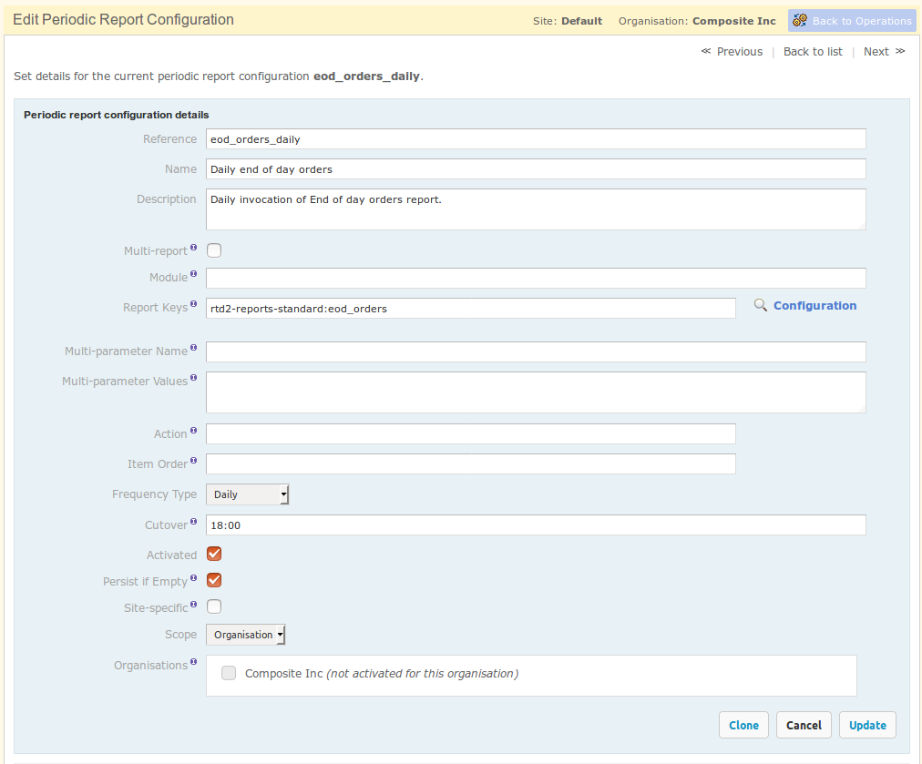 Periodic Report Config