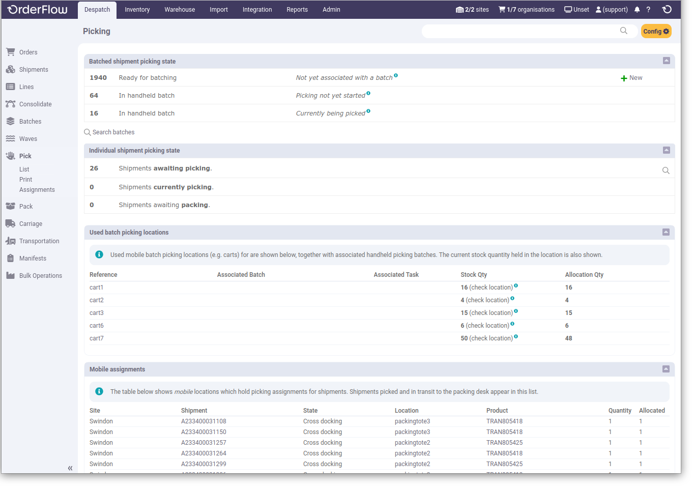 Picking Dashboard