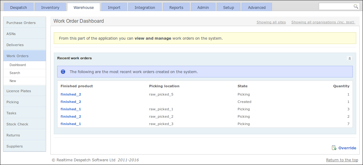 Work Order Dashboard
